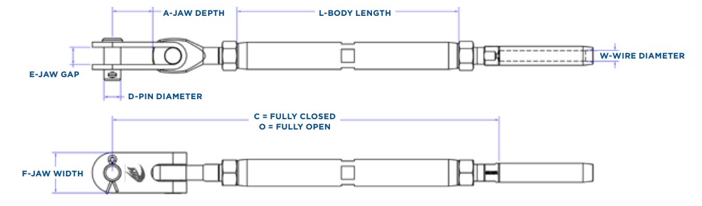 hayn turnbuckle etj to swage closed body diagram – The Rigging Company