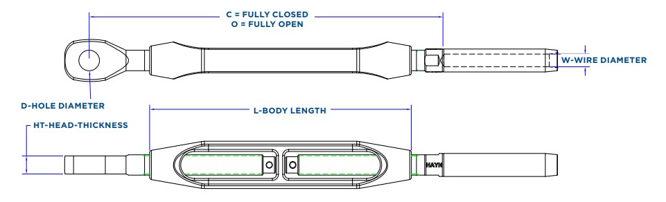 Hayn Marine - Turnbuckles - Eye to Swage - Metric - The Rigging Company