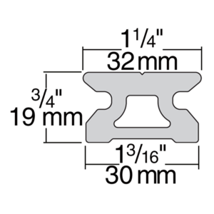Harken 32mm Low-Beam Track with 4" Spacing Diagram