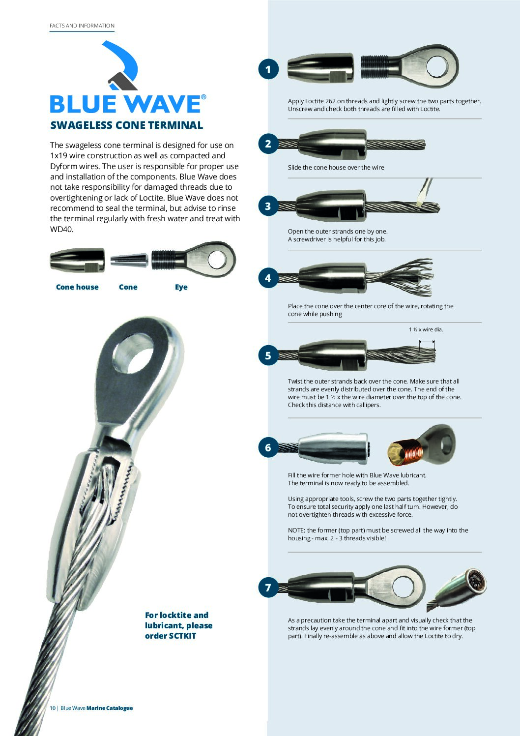 Blue Wave Swageless Stud for Compact Strand Wire